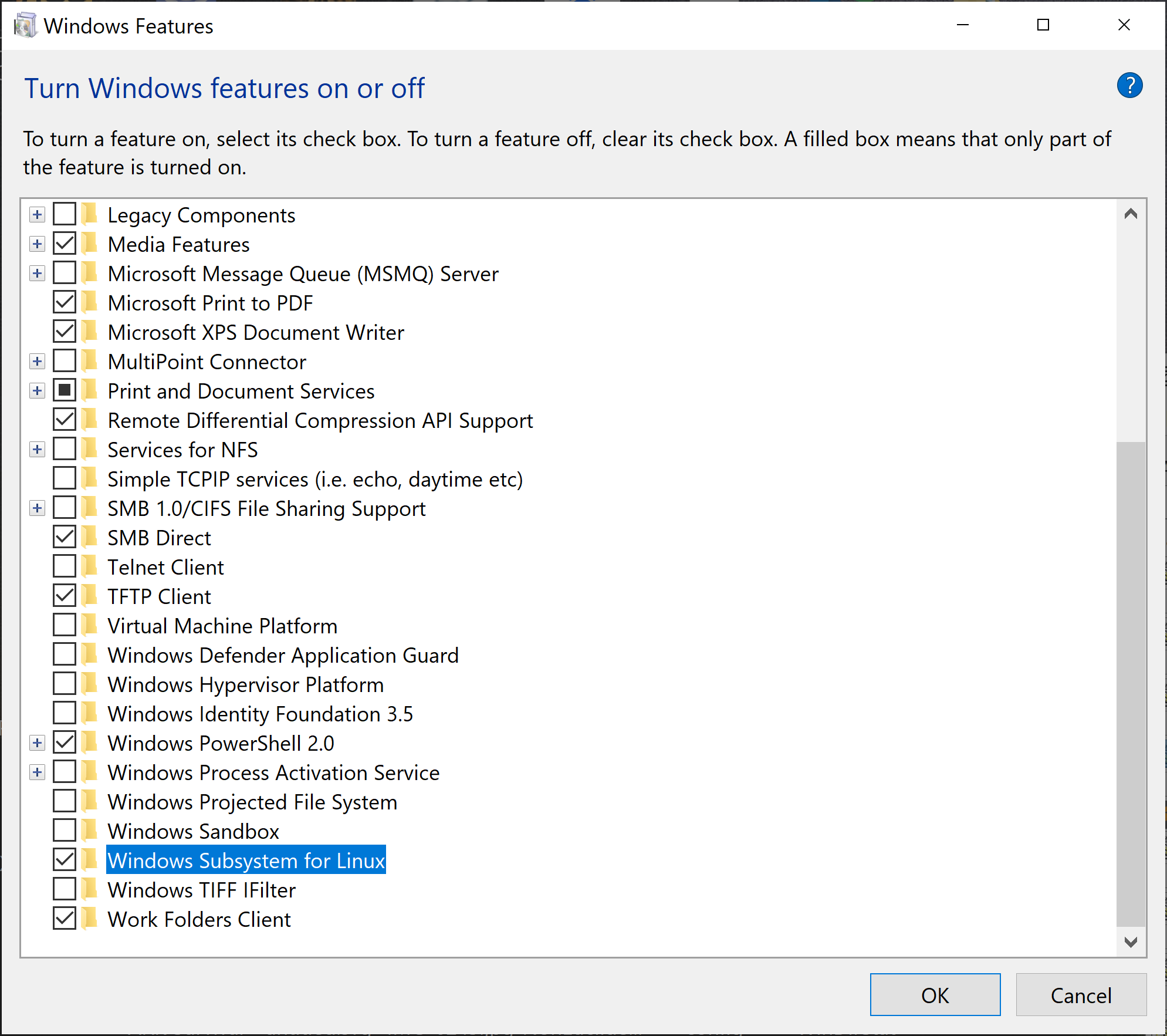 Windows features
